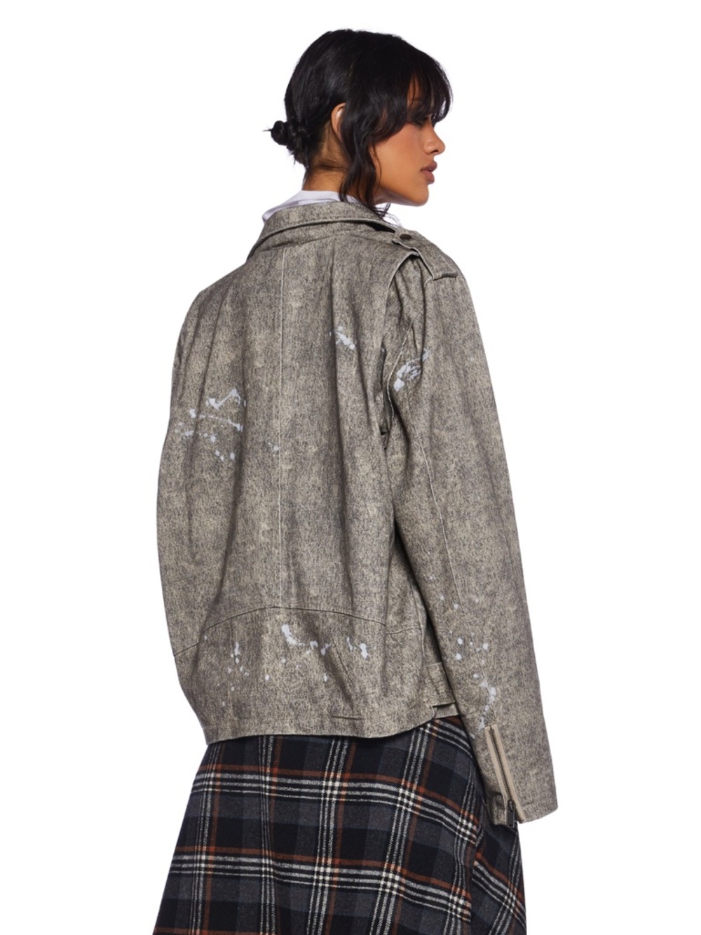 Current Mood grey denim Moto Blazer - Picture 2 of 5